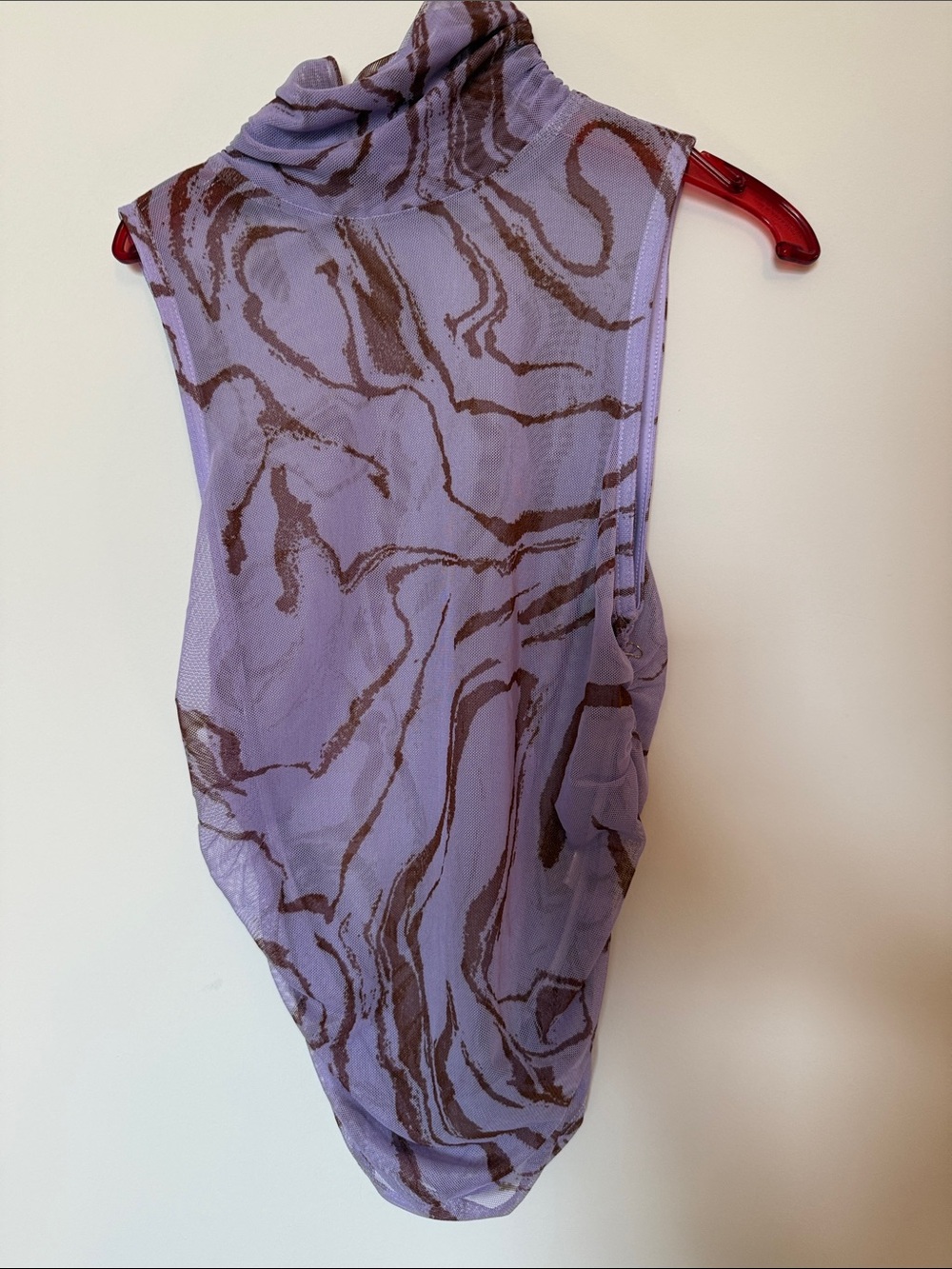 Blue Blush Lavender and Brown Sleeveless Mock Neck Tank Top